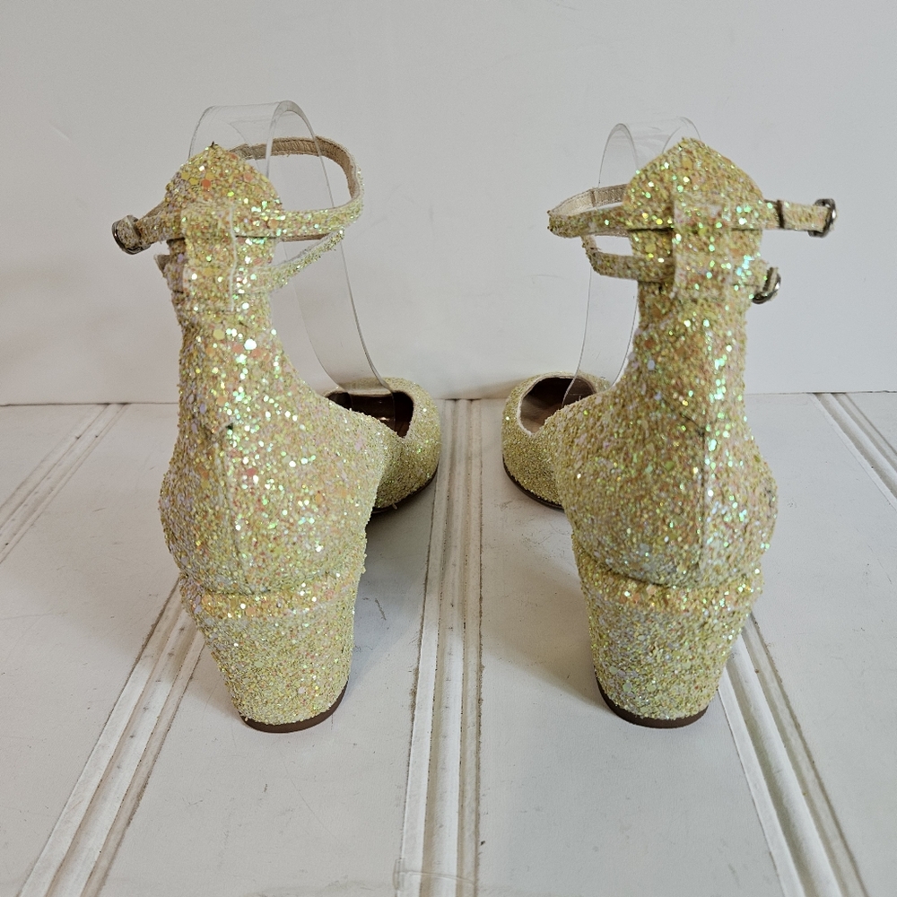 Free People Glitter Ankle-Strap Block Heel in Yellow Gold - Picture 5 of 16